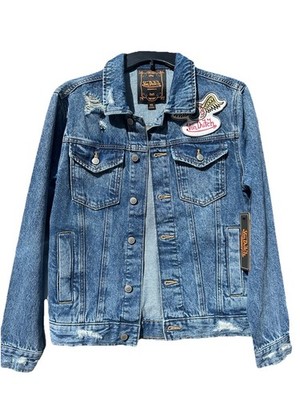 Von Dutch Men's Denim Jacket XS Blue Distressed Holes Ripped