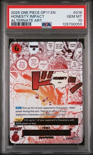 2025 One Piece TCG OP11-018 Manga Event (R) Honesty Impact Alternate Art PSA 10