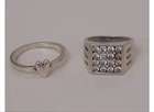 Vintage 925 Silver London Hallmarked Rings CZ Signet +Simple Heart Design 9.47g