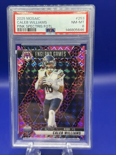 2025 Mosaic Caleb Williams Pink Spectris FOTL /13 Chicago Bears SSP Rookie RC