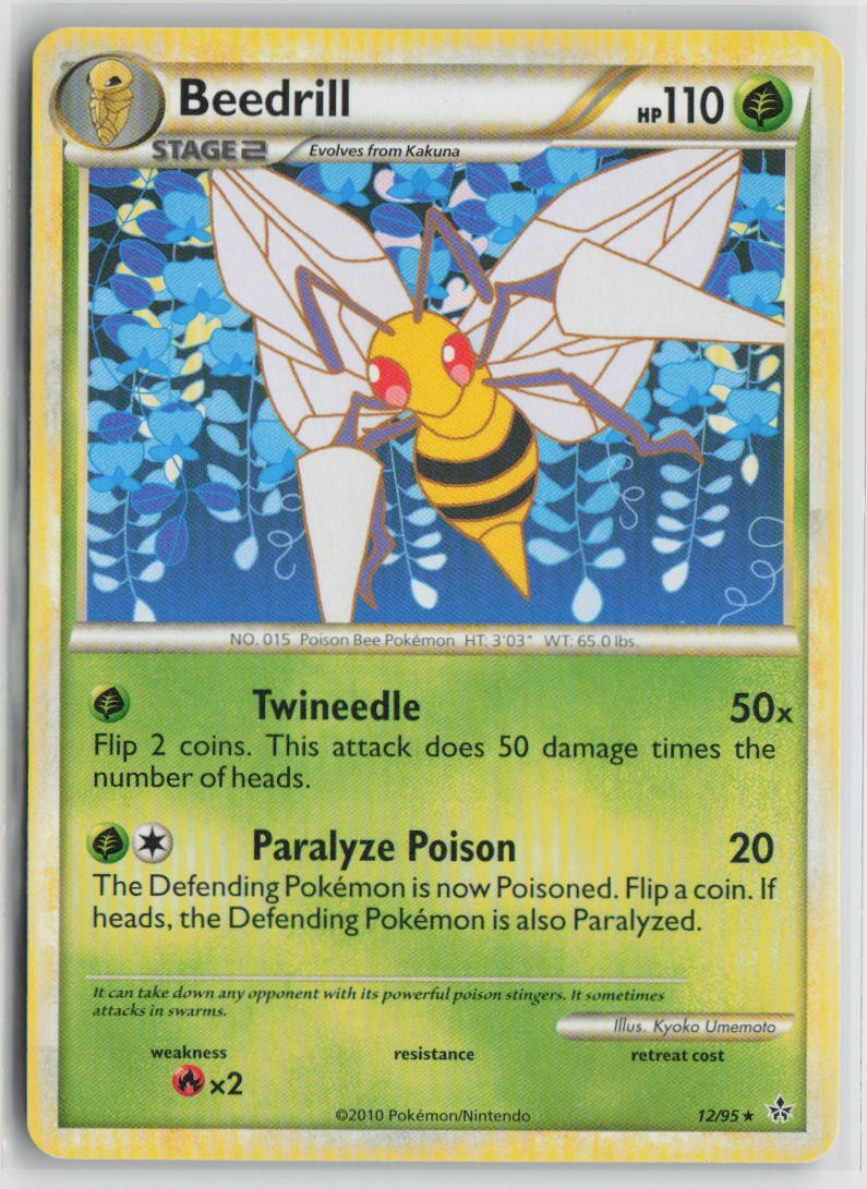 Beedrill 12/95 Rare HGSS Unleashed Pokemon Lightly Played