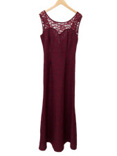 MUISOL Ladies UK Size M Maroon Lace Long Evening Wear Maxi Dress New With Tags