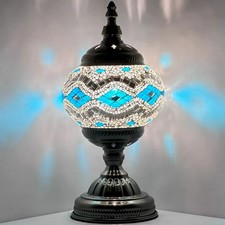 Handmade Stained Glass Mosaic Table Lamp Light Turkish Moroccan W/Bulb Included 