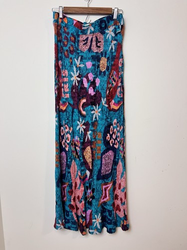 Anthropologie Farm Rio Gabriela Knit Maxi Skirt Floral Boho Indie Tropical Artsy - Picture 2 of 9