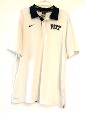 University of Pittsburgh Nike Polo Shirt Mens XXL Dri-Fit White Short Sleeve