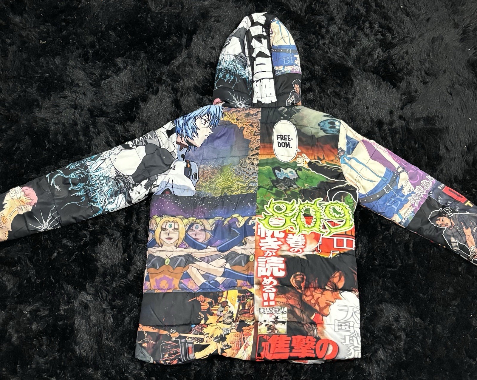 Rare Anime Patchwork Puffer Jacket – Attack on Ti… - image 3