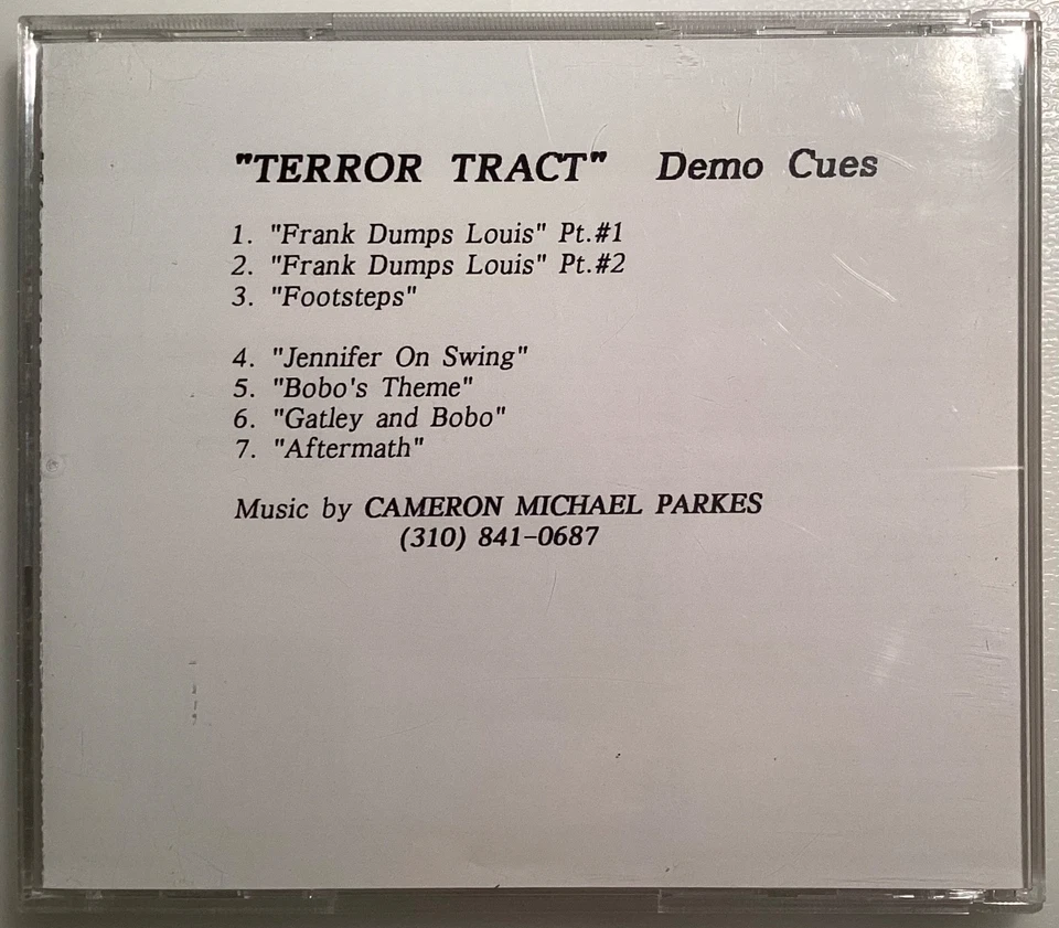 Terror Tract - Demo Cues (CD, 1999) Movie Score Horror Cameron Michael Parkes Foto 2 de 2