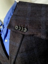 52 42R Zegna Cashmere Silk Cloud Brown Blue Check Tweed Blazer Jacket sport Coat