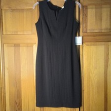 Calvin Klein NWT Little Black Dress Sheath Notch Neck Vertical Darts Size 6 $89