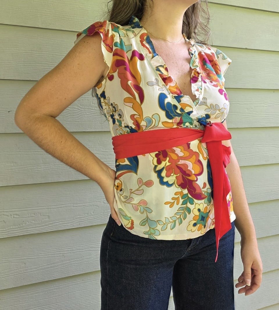 Anthropologie Orille Women's Silk wrap top size 4