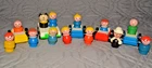 Vintage Fisher Price Little People Lot Wood Figures Cars Dog Mixed Vehicles Toys