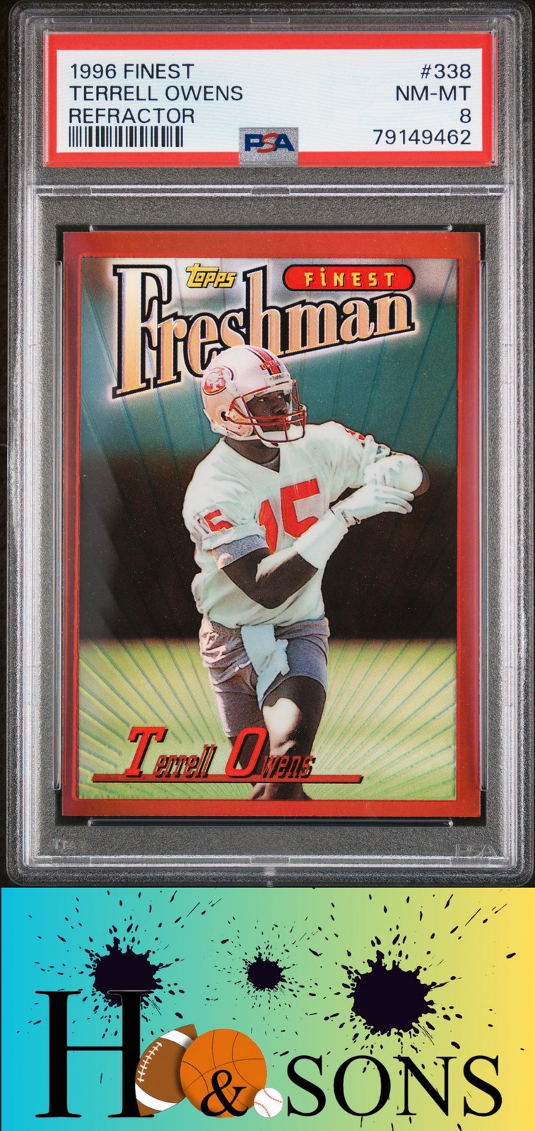1996 Finest #338 Terrell Owens Refractors PSA 8