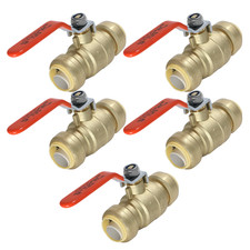5 Pack XFITTING 1" Push Fit Ball Valve Lead Free BRASS