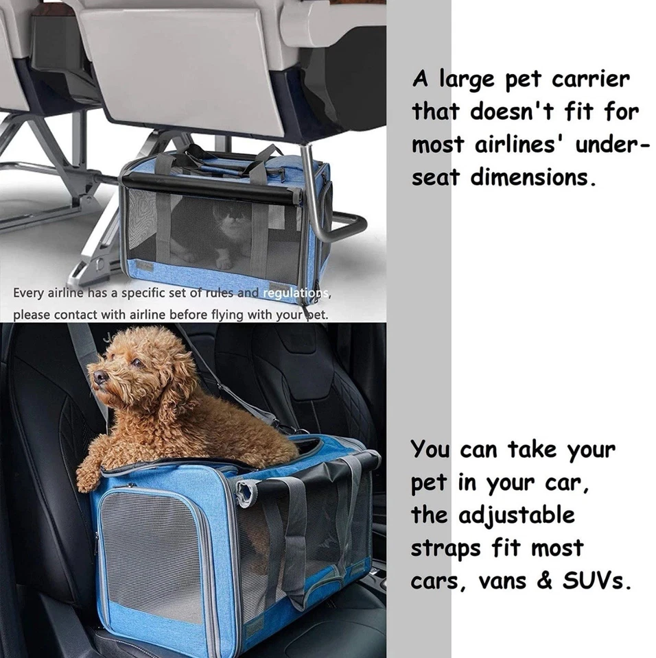 Bolsa de viaje porta mascotas de lados suaves - Caja de asiento de coche para gatos y perros pequeños Foto 4 de 4