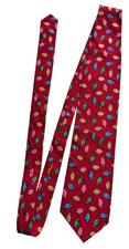Tie Necktie Christmas Bulbs Red String Of Lights Neckwear USA Made Linen