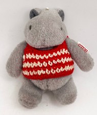NICI Plush Gray Hippo in Crochet Sweater Mini Keychain Plush 3"