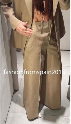 ZARA NEW WOMAN MID-RISE WOOL BLEND FRONT SEAM PANTS ZW BEIGE XS-XL 2042/700/710