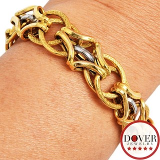 Estate 14K Two Tone Gold 8" Fancy Link Bracelet 22.1 Grams NR