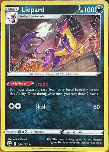 Liepard Rare - 091/172 - Brilliant Stars Pokemon 2022