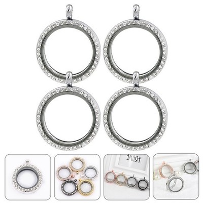  4 Pcs Medaillon Für Foto Dekorativer Schmuckanhänger Runde Anhängerschalen