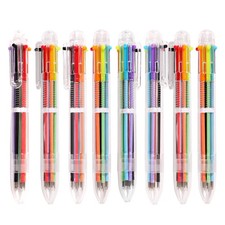 24 PCS 0.5Mm 6-In-1 Multicolor Ballpoint Pen 6 Colors Transparent Barrel Ballpoi
