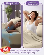 SLEEP SANCTUARY Bamboo Sheets King, 6pcs Cooling Soft 17" Deep Pocket Creme