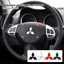 Steering Wheel Emblem Badge Silver Black Red Carbon for Lancer Outlander ASX