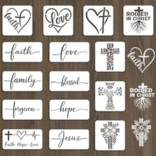 15pcs Christian Stencil for Painting 5.9" Bible Verse Stencil 7.8x3.9...