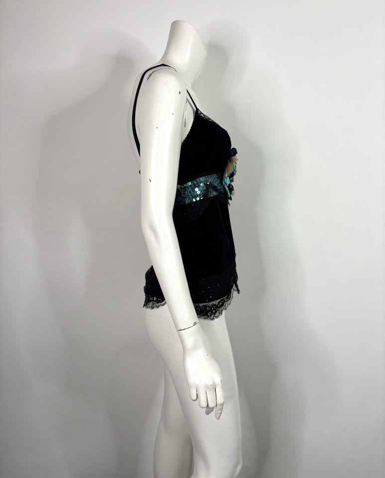 Top Flor Terciopelo Azul Marino Dolce & Gabbana Principios Años 00 De Colección S 40 Foto 2 de 4