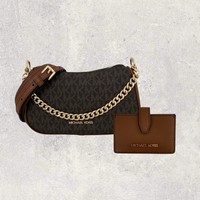 Michael Kors Mk Tasche Crossbody Portemonnaie Jet Set Travel Carmela Braun Neu