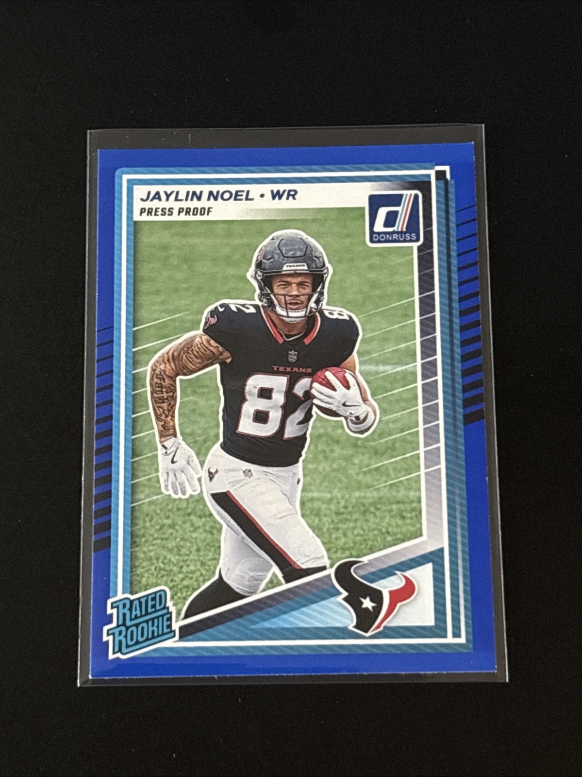 2025 Donruss Jaylin Noel Blue Press Proof Rated Rookie #324 Houston Texans RC