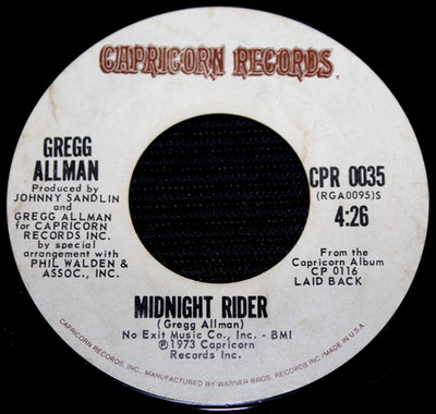 GREGG ALLMAN - Midnight Rider / Multi-Colored Lady (OG 1973 U.S. 7'' 45 Vinyl) NM