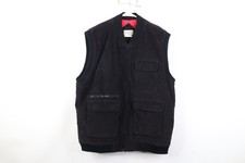 Vtg 70s Streetwear Mens XL Extra Tall Faded Quilted Corduroy Vest Jacket Black