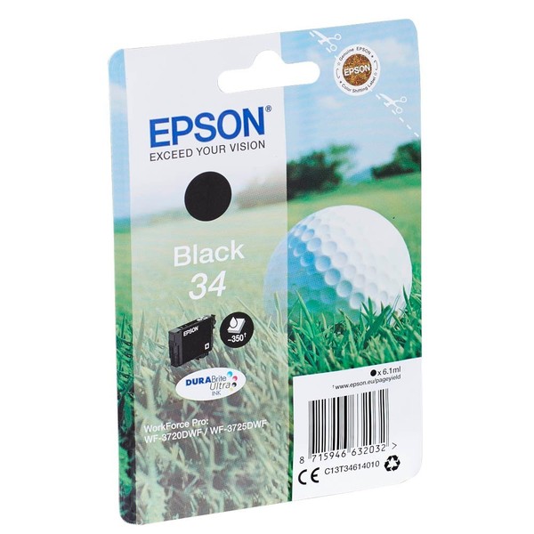 Original Druckerpatrone Epson T3461 Schwarz 6,1 Ml Black Golf Ball C13T34614010-image