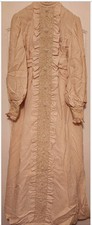 Vintage 70s Rare Prairie Victorian Wedding Dress Size S/M Cream Ruffle Maxi
