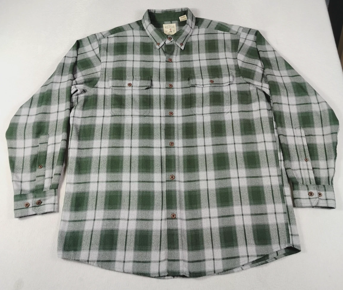 RedHead Flannel Shirt Mens XL Green Plaid Lumberjack Outdoor Cabincore Workwear
