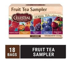 Celestial Seasonings Fruit Tea Sampler, Caffeine-Free Herbal Tea Bags 18 ct x2