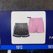 Champion Logo Girls' 2 Pack Active Stretch Comfort Shorts Size 10/12 New Black