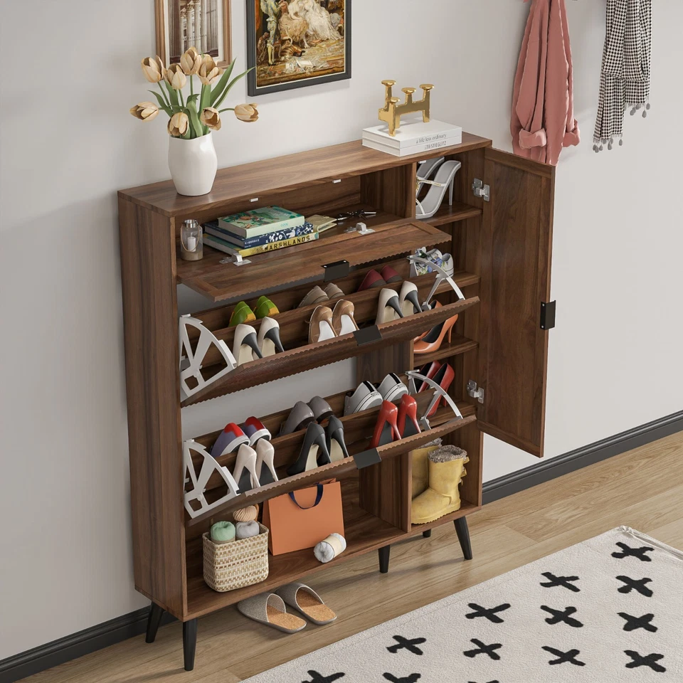 Zapatero Almacenaje con 2 Cajones Abatibles, 1 Puerta, Estante Ajustable Foto 4 de 4