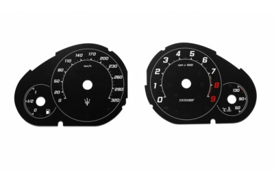 Maserati GranCabrio - Replacement Tacho Dial - converted from MPH to Km/h BLACK 