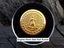 Old Rare Vintage Antique War Relic Virginia State Seal Button Free Display Case 
