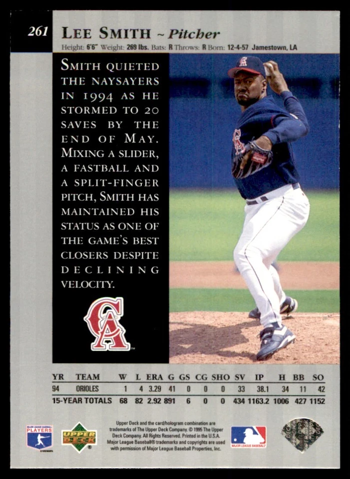 1995 Upper Deck Special Edition Lee Smith California Angels #261 - Image 2 of 2