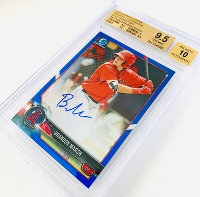 2018 Bowman Chrome Brandon Marsh 1st Bowman Blue Refr. Auto #/150