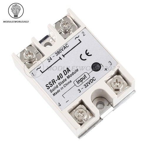 SSR-40DA 40A Solid State Relay Module DC 3-32V to AC 24V-380V For ...