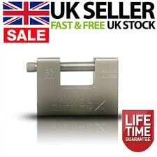 Heavy Duty Armoured Shutter Padlock Security Lock 94MM Outdoor Shed   Hardened