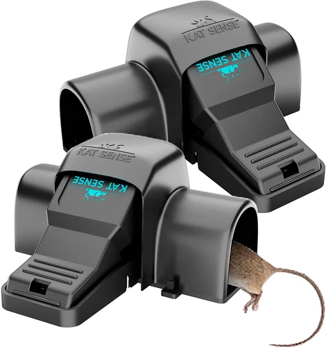 Kat Sense Covered Rat & Chipmunk Traps, Prevents Accidental Triggering BLACK