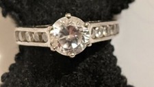 VINTAGE STERLING SILVER CZ RING SIZE 7 3/4 SIGNED ATI 925 CHINA