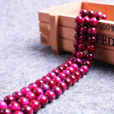 Natural 6mm 8mm 10mm 12mm Rose Tiger's Eye Gemstone Round Loose Beads 15''