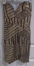 Fashion Women Black & Gold Sequins Bodycon Tube Dress Size Small NWOT Sexy Glam