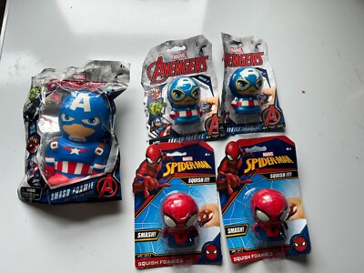 5-pack lot Marvel Avengers Spider-Man Squish It Smash Foam Ja-Ru